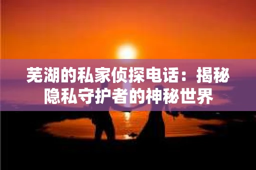 芜湖的私家侦探电话：揭秘隐私守护者的神秘世界