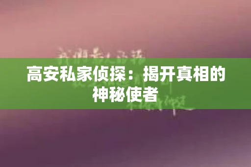 高安私家侦探：揭开真相的神秘使者