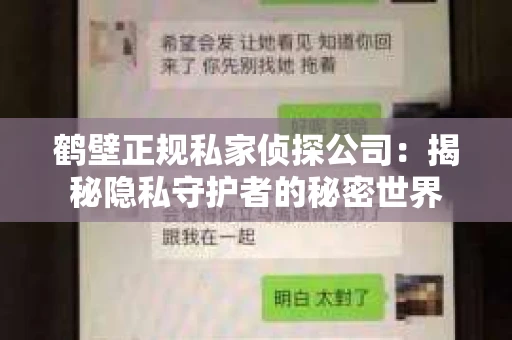 鹤壁正规私家侦探公司：揭秘隐私守护者的秘密世界