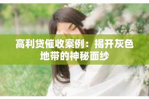 高利贷催收案例：揭开灰色地带的神秘面纱