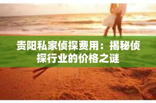 贵阳私家侦探费用：揭秘侦探行业的价格之谜